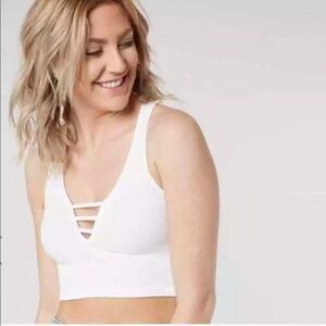 Free People Strapped In Brami White Ribbed Crop Top NWT